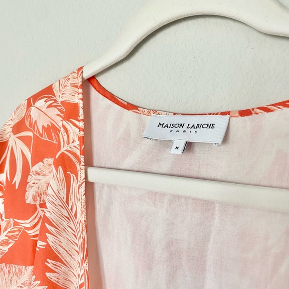 Maison Labiche Paris | Silk Palm Leaf Print Wrap Dress - Picture 4 of 7